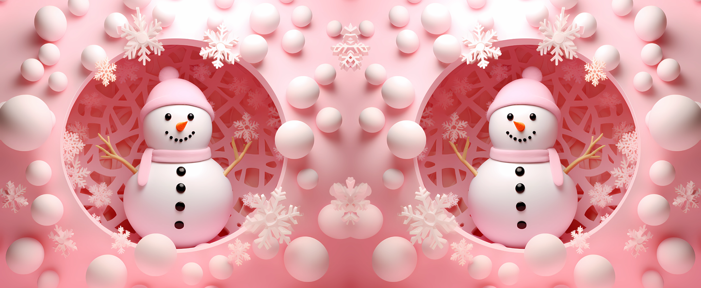 Pink 3D Snowman Cups