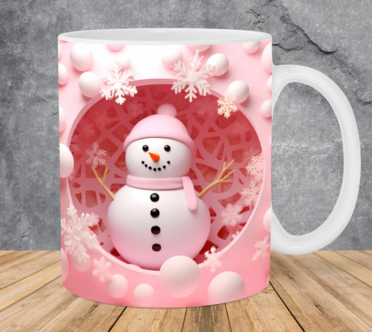 Pink 3D Snowman Cups