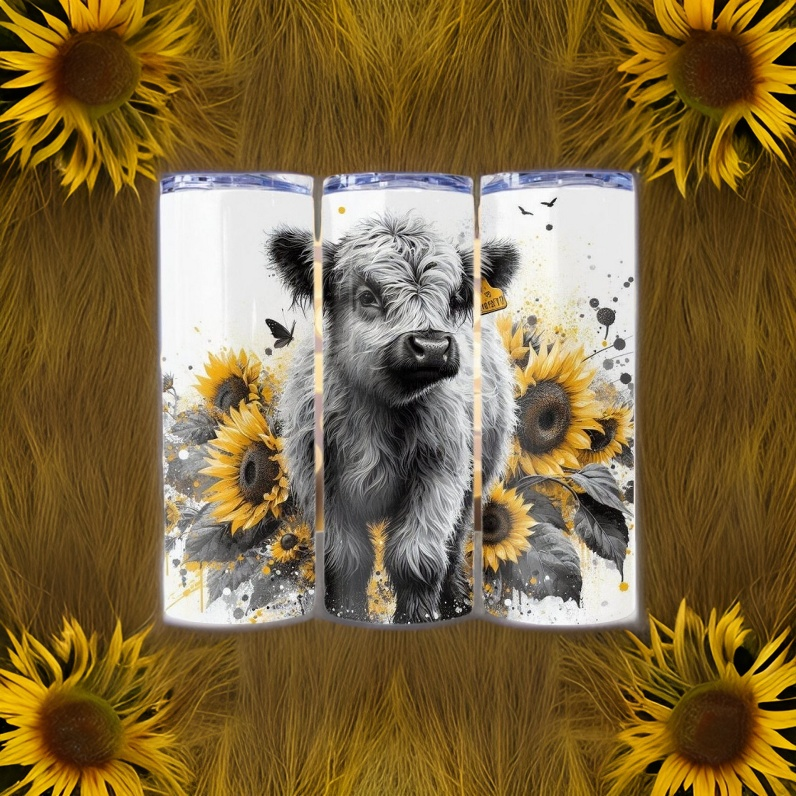 Sunflower Fluffy Cow 20oz Tumbler