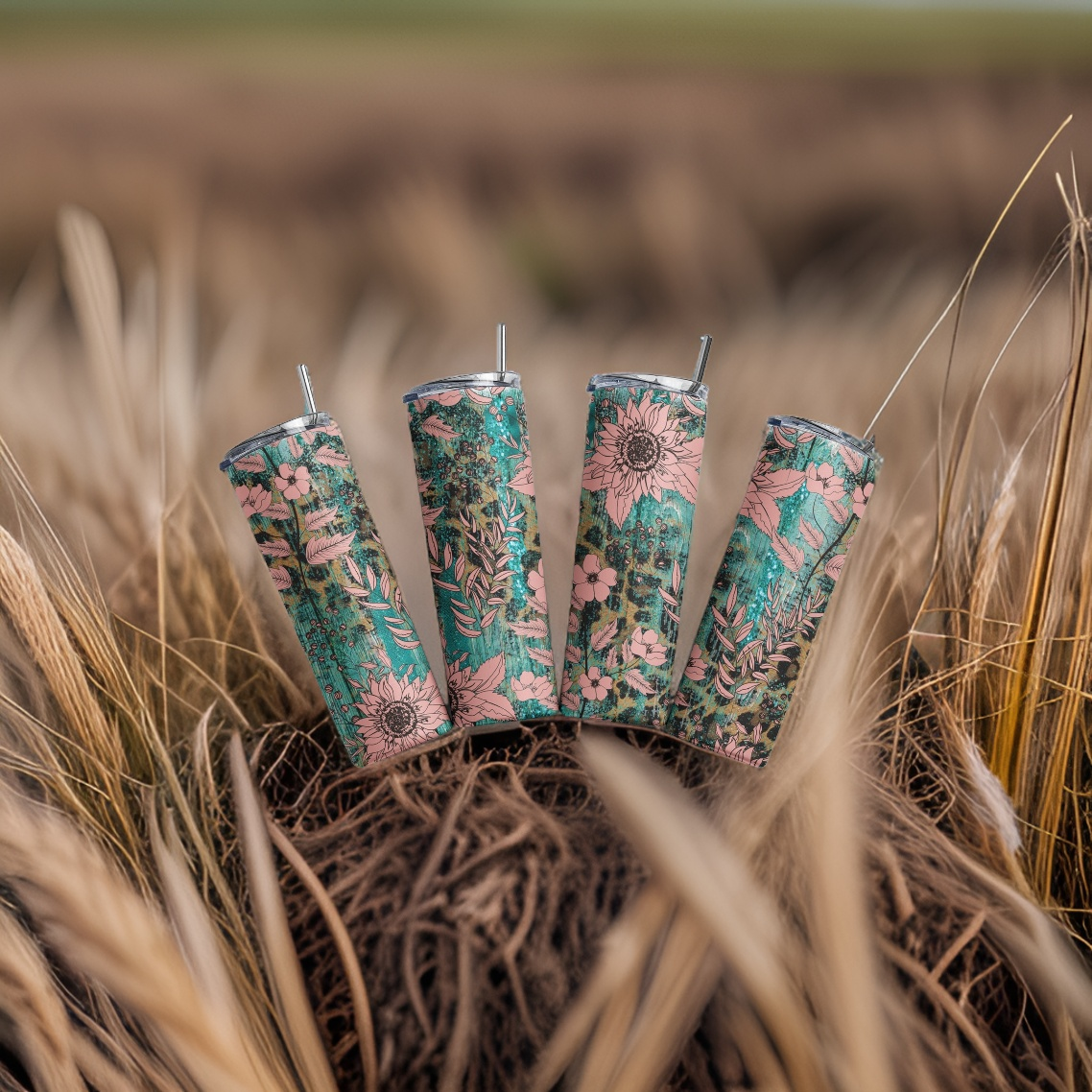 Blue Pink Leopard Flower 20oz Tumbler