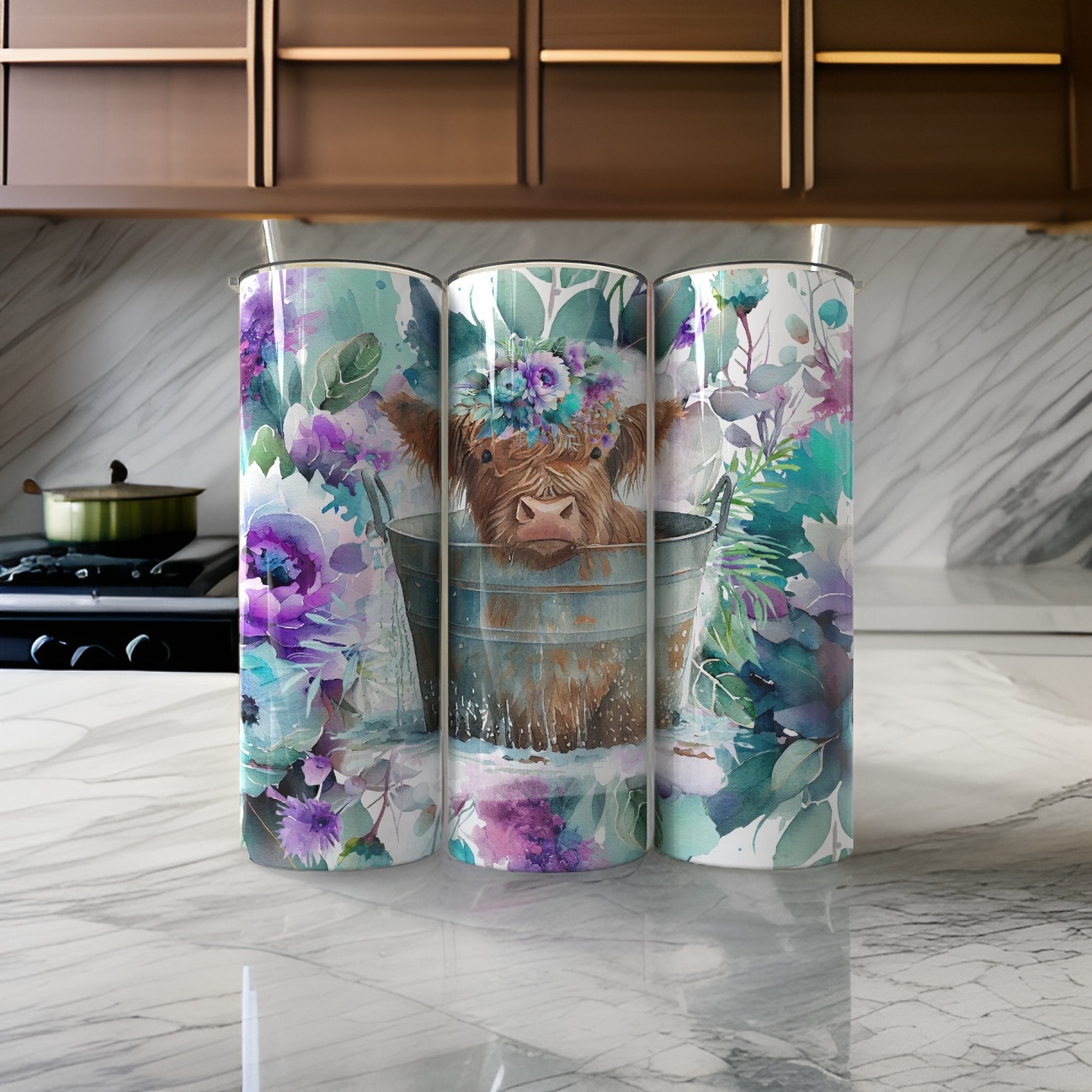 Purple Flower Highland Bath 20oz Tumbler