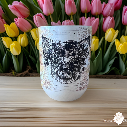 12oz Sunflower Pig Wine Tumbler