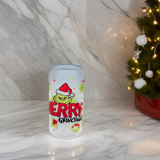 Merry Grinchmas 16oz Frosted Glass Tumbler