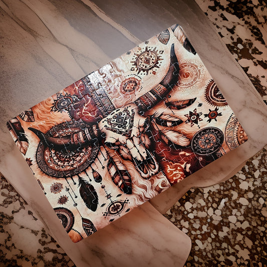 Boho Bull Skull Jigsaw Puzzle