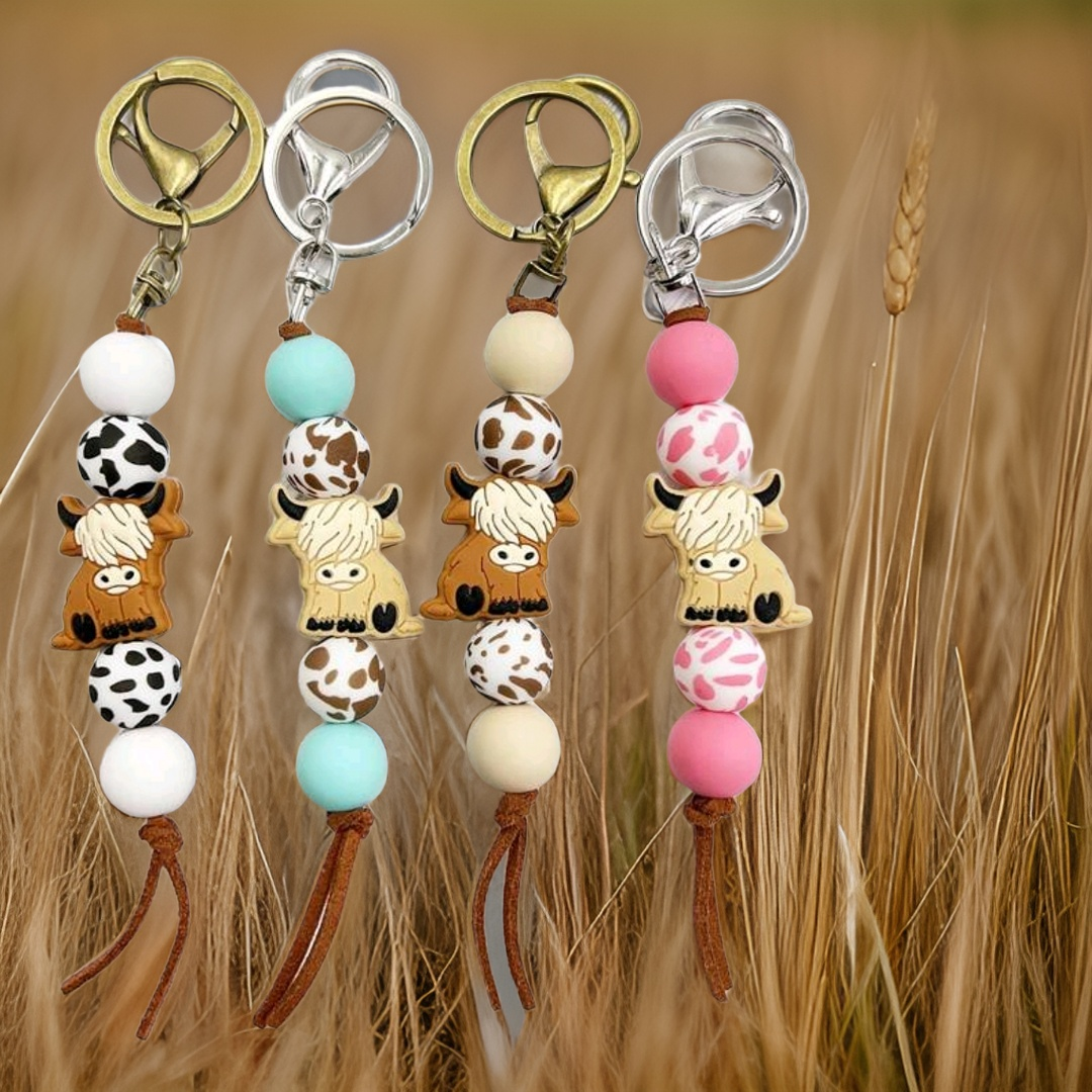 Mini Highland Cow Print Keychain