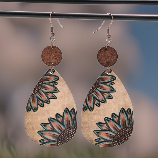 Sunflower Wooden Earrings