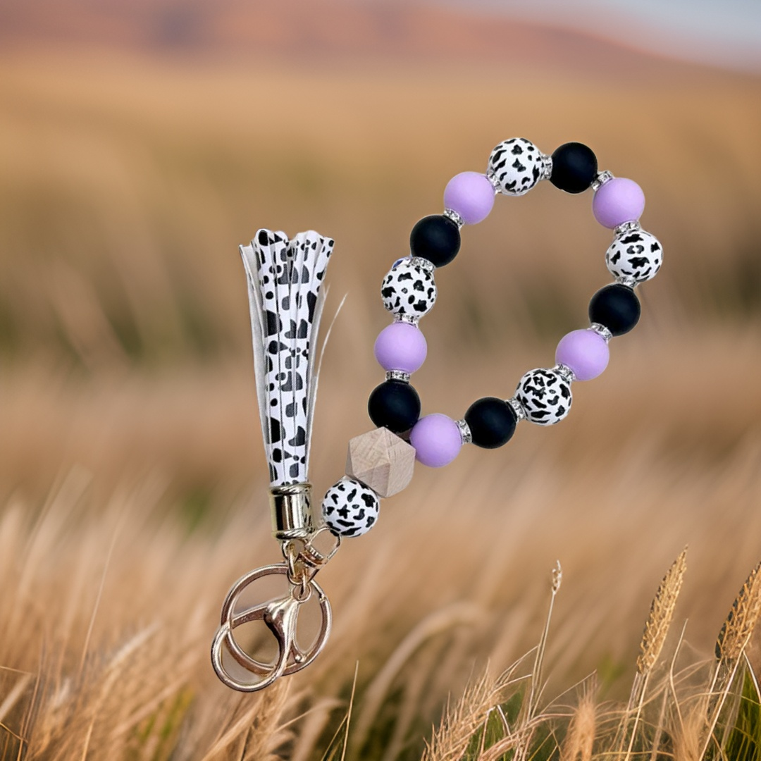 Cow Print Tassel Keychain