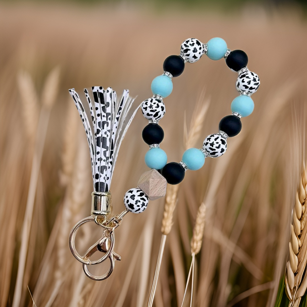 Cow Print Tassel Keychain