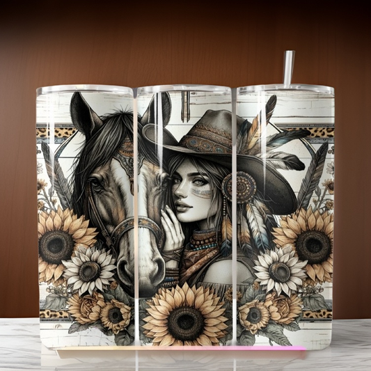 Sunflower Horse Girl 20oz Tumbler